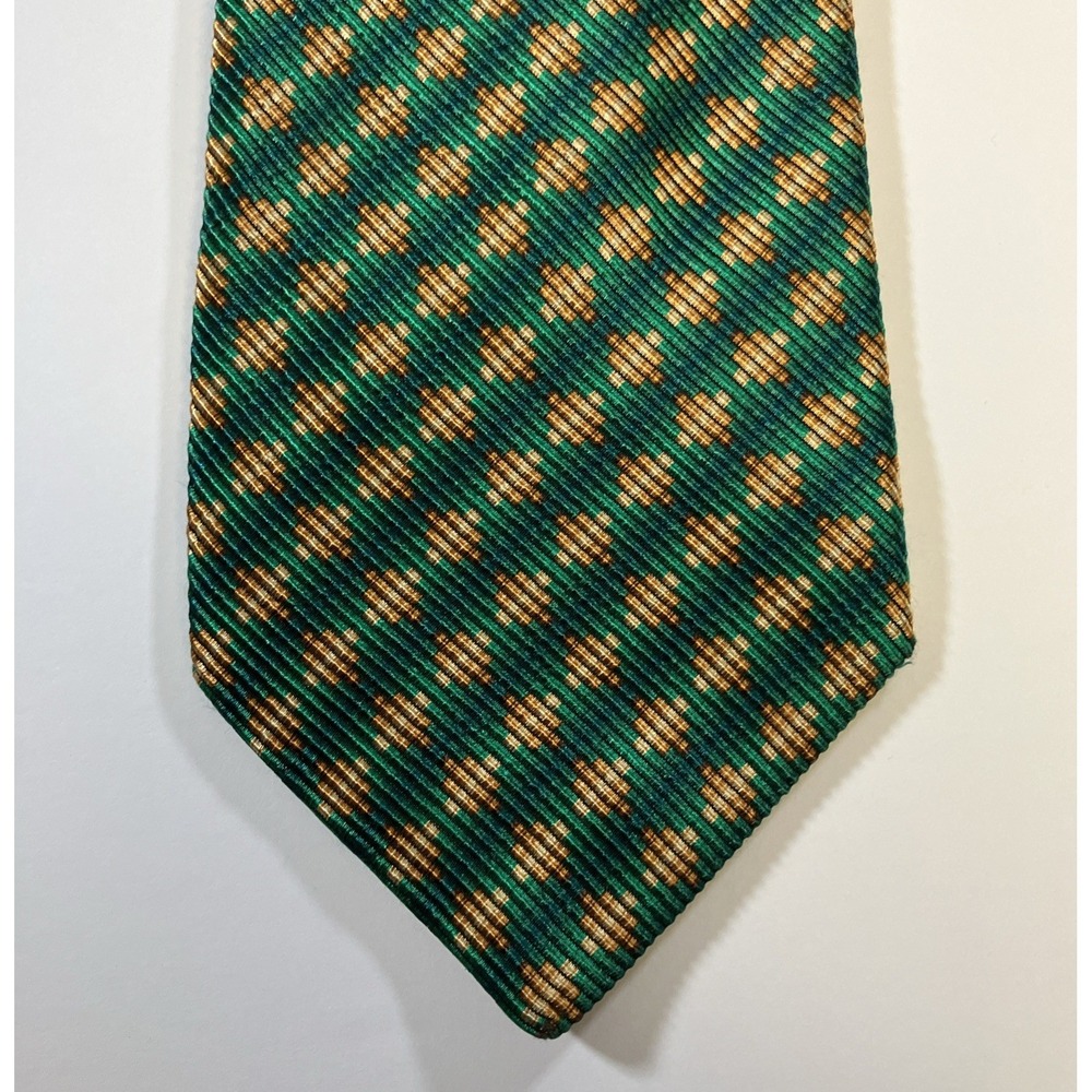 Canali Green Gold Textured Silk‎ Cotton Tie Made in Italy 58.5" x 3.75"